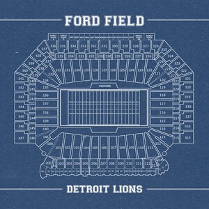 Print of Vintage Ford Field Seating Chart on Photo Paper, Matte Paper ...
