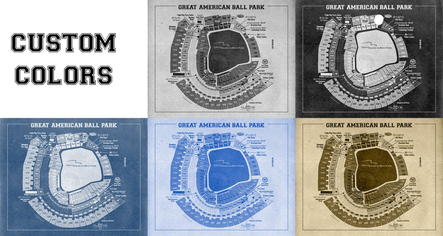 Vintage Cincinnati Reds Great American Ball Park Seating Chart