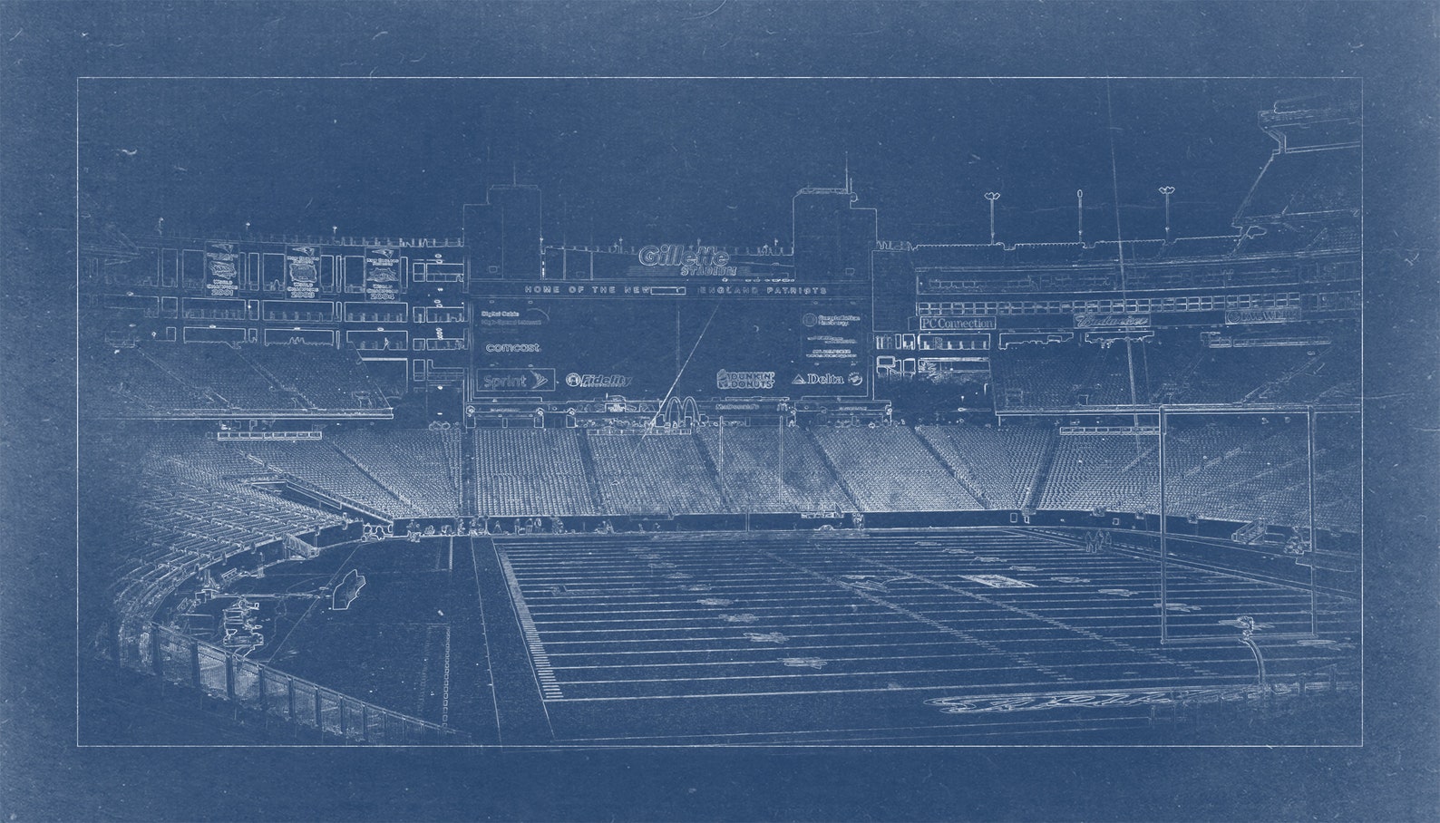 Vintage Print of Gillette Stadium Interior on Photo Paper - Etsy