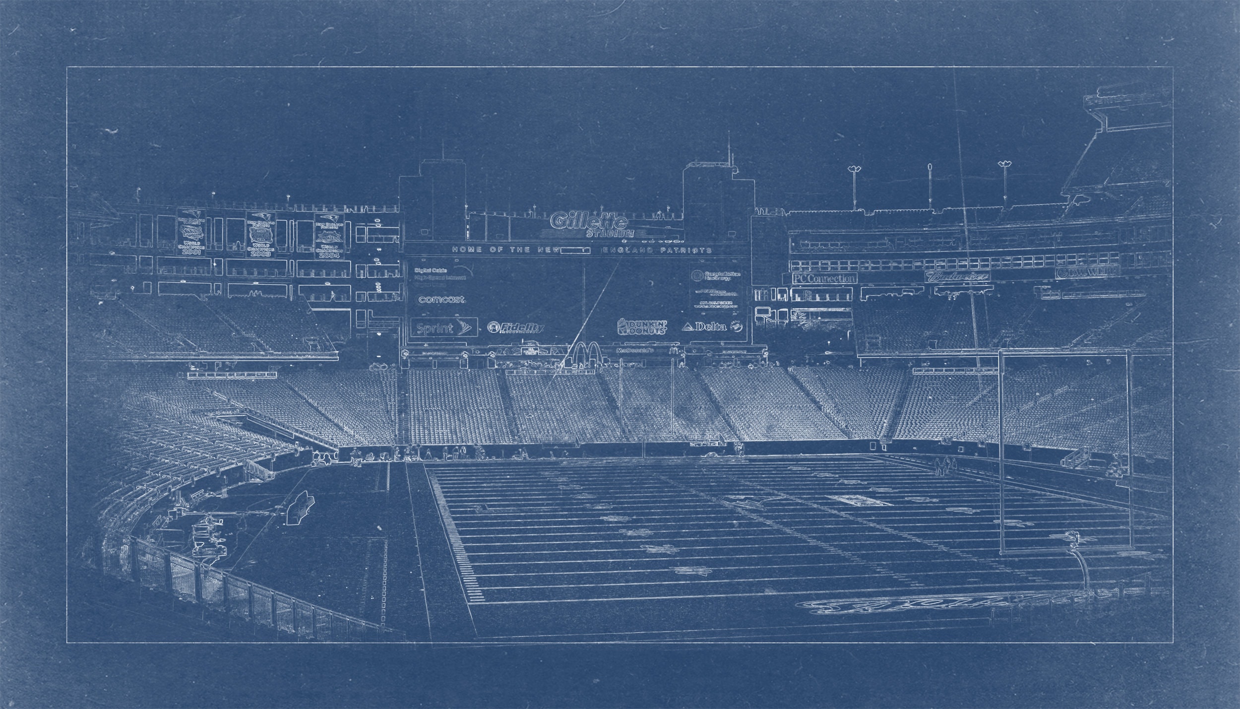 Vintage Print of Gillette Stadium Interior on Photo Paper | Etsy