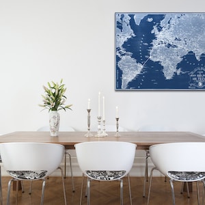 Vintage antike Air France Diagramm der Weltkarte auf Fotopapier Matt Papier Leinwand Kunst Home Decor Giclée-Druck