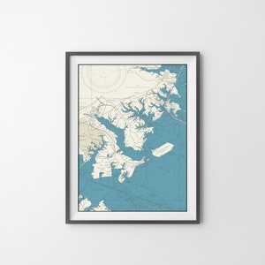 Impressão de Carta Náutica de Middle River em Chesapeake Bay, Maryland. Impresso em Canvas, Heavyweight Matter Paper ou Photo Paper.
