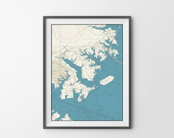 Middle River Nautical Chart Print: Chesapeake Bay, Maryland