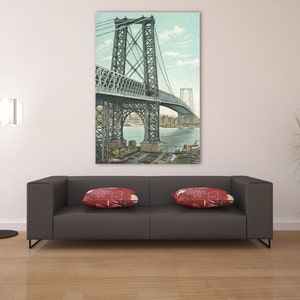 Impressão em estilo vintage antigo da ponte Williamsburg em papel fosco, papel fotográfico ou tela esticada de sua escolha