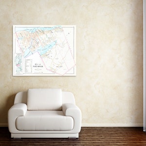 Druck von Antike Stadt Karte von Fall River, Massachusetts, Bristol County auf Fotopapier, Mattpapier oder gespannter Leinwand