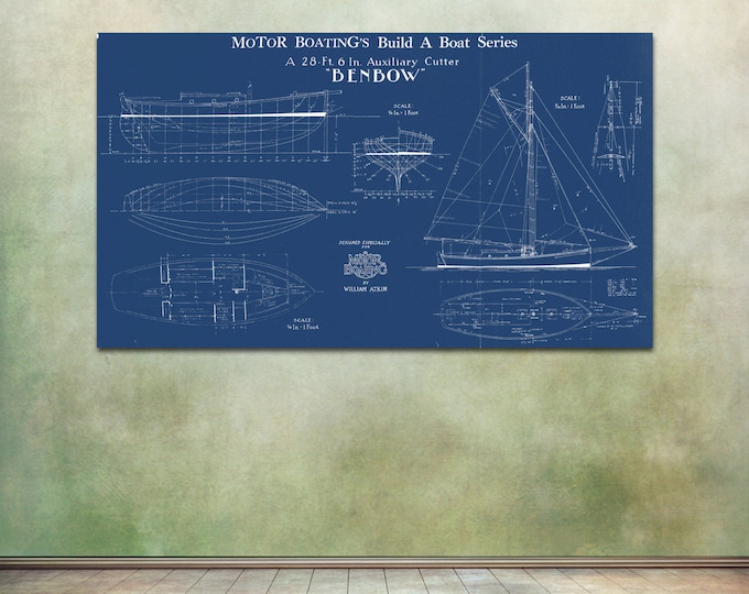 Print of Vintage BENBOW Boat Blueprint From Motor Boating's Build a Boat Series on Your Choice ...