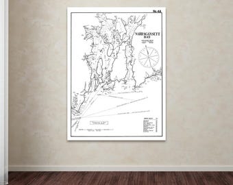 Vintage Narragansett Bay, Rhode Island Print: 1901 Harbor Chart