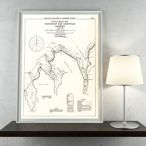 Antiker Druck von Little Neck Bay, Manhasset Hemp sollte Hafen New York Map auf Ihrer Wahl von Fotopapier, Mattpapier oder Leinwand Giclée