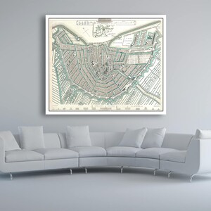Impression d'une carte d'Amsterdam vintage sur papier photo, papier mat ou toile tendue