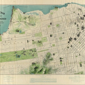 Stampa antica della mappa della baia di San Francisco, California, su carta opaca, carta fotografica o tela tesa.