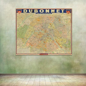 Vintage Druck der Dubonnet Paris Straßenkarte auf Premium Photo Luster Papier, Heavy Matte Papier oder auf gespannter Leinwand Giclee