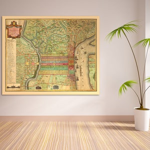 Impresión de un mapa antiguo de Filadelfia, Pensilvania, en papel fotográfico mate o lienzo estirado