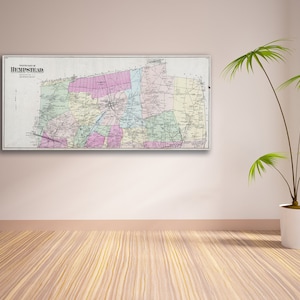 Impresión de un mapa antiguo de Hempstead, Long Island, en papel fotográfico mate o lienzo estirado
