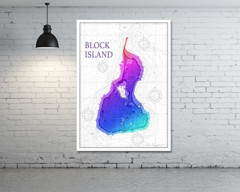 Artistic Print of Block Island Chart on Your Choice of Photo Etsy