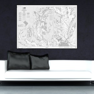 Seekarte der Chesahead Bay Druck auf Ihrer Wahl von Matte Papier, Fotopapier oder gespannte Leinwand