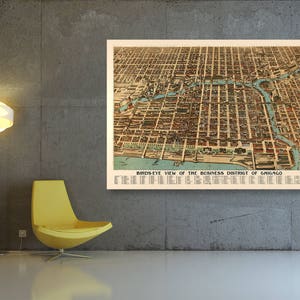 Impression d'un plan ancien du quartier des affaires de Chicago sur papier photo, papier mat ou toile tendue