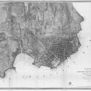 Druck der Vintage Karte von San Francisco Kalifornien auf Fotopapier, Mattpapier oder gespannte Leinwand