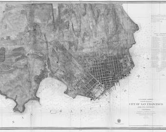 Stampa della mappa di San Francisco d'epoca: paesaggio urbano della California su tela o carta