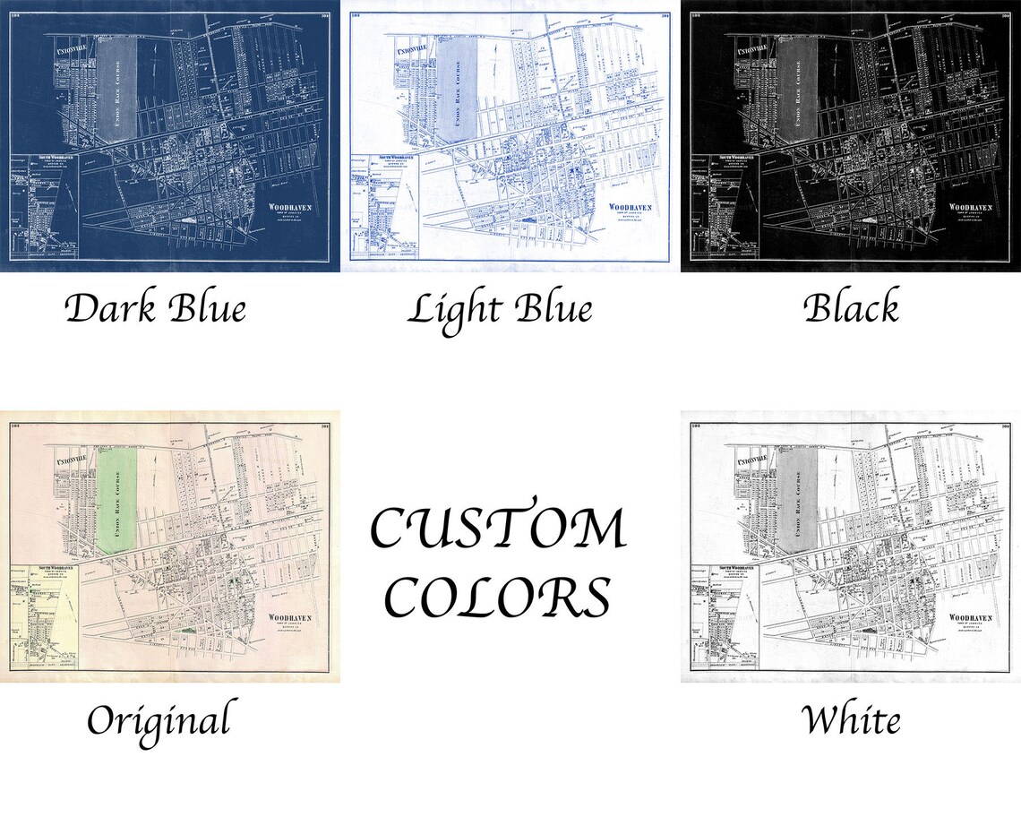 Detailed Vintage Print of Woodhaven New York Map Chart Print Etsy