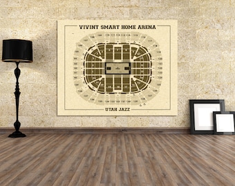 Impresión vintage del plano de asientos del Vivint Arena: Utah Jazz Art