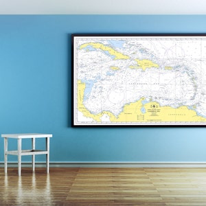 Kunstdruck der Antike Karte der Karibik auf Fotopapier Mattpapier oder Leinwand