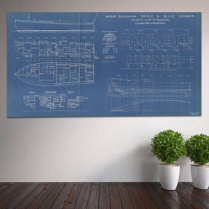 Druck von Vintage Anita-a Boot Blaupause von Motor Boating bauen ein Boot-Serie auf Ihre Wahl von Mattpapier, Fotopapier oder Leinwand
