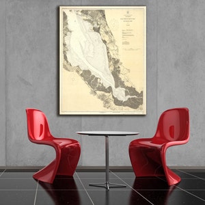Antiker Druck der Südbucht von San Francisco auf Ihrer Wahl von Fotopapier, Mattem Papier oder Gespannter Leinwand