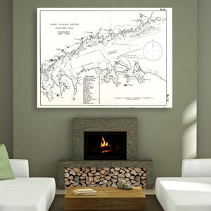 Stampa antica della Long Island Sound Chart (parte occidentale) su carta fotografica, carta opaca o tela giclée a scelta