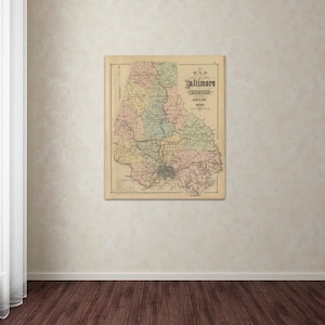 Print of Antique Map Featuring Baltimore County, Maryland on Canvas, Photo Paper, Matte Paper. Free Shipping!