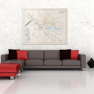 Antike Karte der Stadt Mansfield Massachusetts auf Fotopapier, Matte Papier und gespannte Leinwand