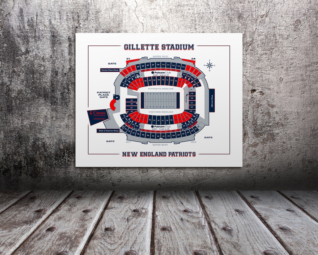 Vintage Print of Gillette Stadium Seating Chart on Photo Paper, Matte ...
