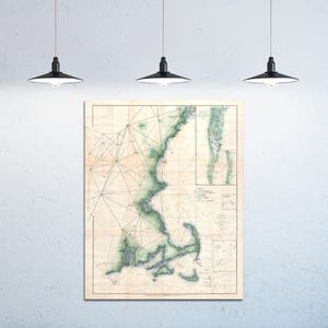 Antike Karte von Cape Cod, Martha Weinberg und Nantucket Massachusetts auf Ihre Wahl aus Mattpapier, Fotopapier, gestreckt Eisfläche