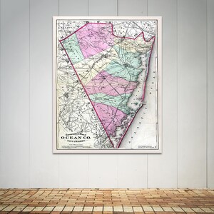 Antike Karte von Ocean County, New Jersey auf mattem Fotopapier
