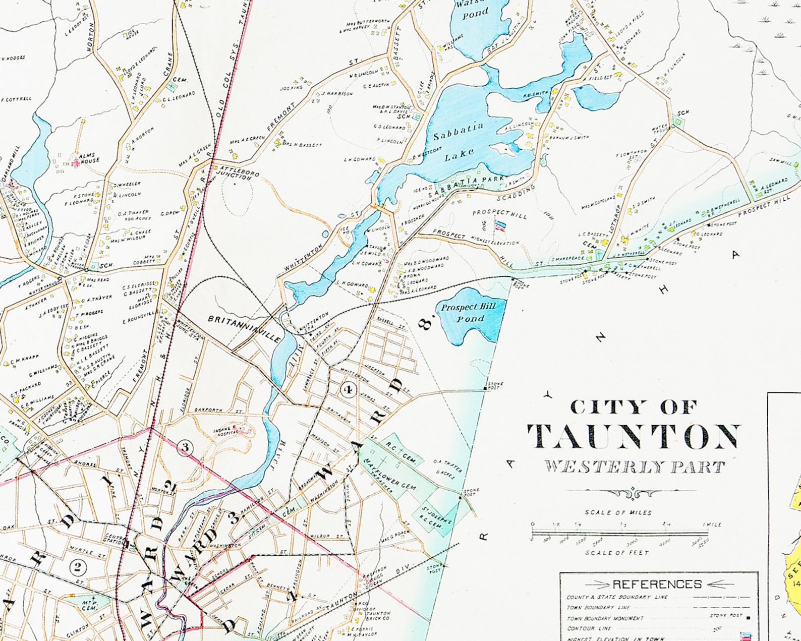 Print of Antique Map of Taunton Massachusetts Westerly Part on Etsy UK