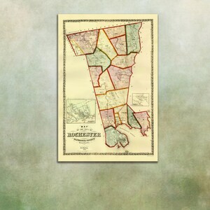 Antike Karte von Rochester, Massachusetts auf mattem Fotopapier oder Leinwand