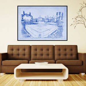 Print of Vintage Tigers Stadium Line Drawing on Photo Paper, Matte paper or Canvas