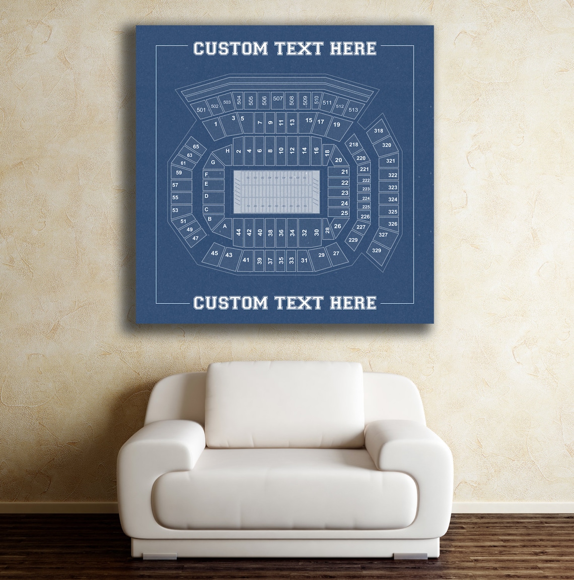 CUSTOM Any College Football Team Printed on Paper or Canvas - Etsy