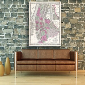 Antike Karte von Brooklyn, New York City von Johnson auf mattem Fotopapier oder gespannter Leinwand