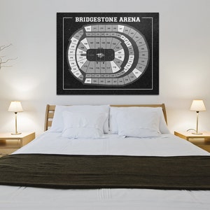 Vintage Nashville Predators Bridgestone Arena on Photo Paper, Matte paper or Canvas Sports Stadium Tickets Art Home Decor Line Drawing