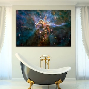 Splendido spazio & stelle cielo foto galaxy immagine su carta fotografica, carta opaca o tela allungata