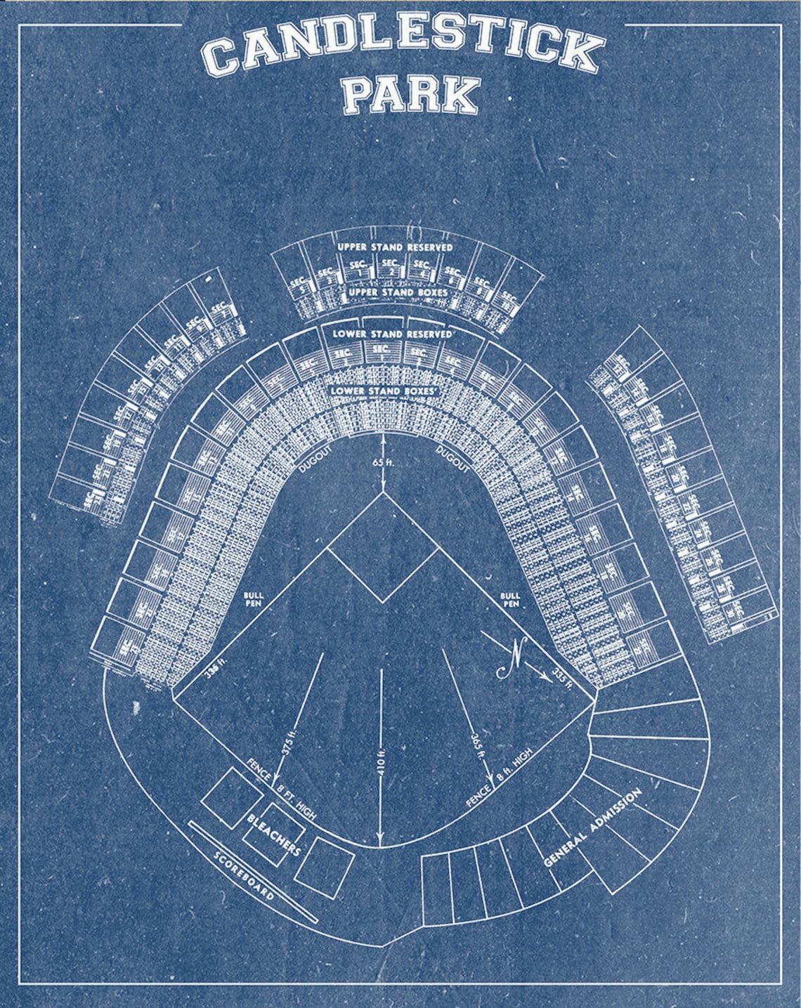 Print of Vintage Candlestick Park Seating Chart on Photo Etsy