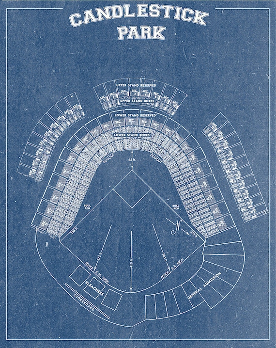 Print of Vintage Candlestick Park Seating Chart on Photo Paper