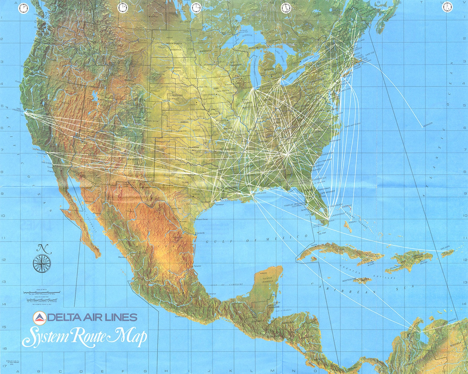 Vintage Antique Print of Delta Airlines Systems Route Map on | Etsy
