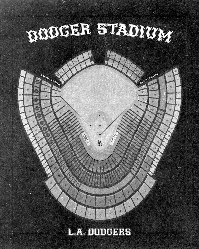 Print of Vintage Los Angeles Dodger Stadium Seating Chart on - Etsy