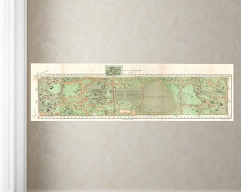 Impresión vintage de un mapa de Central Park: decoración artística antigua de Manhattan