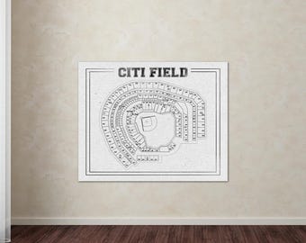 Citi Field Blueprint Art: New York Mets Baseball Stadium Poster