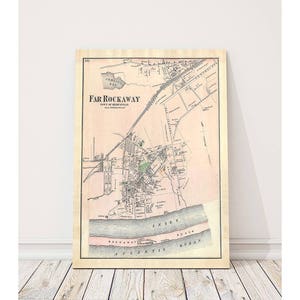 Print of Antique Map of Far Rockaway of Hempstead on Photo Paper Matte Paper or Stretched Canvas ...