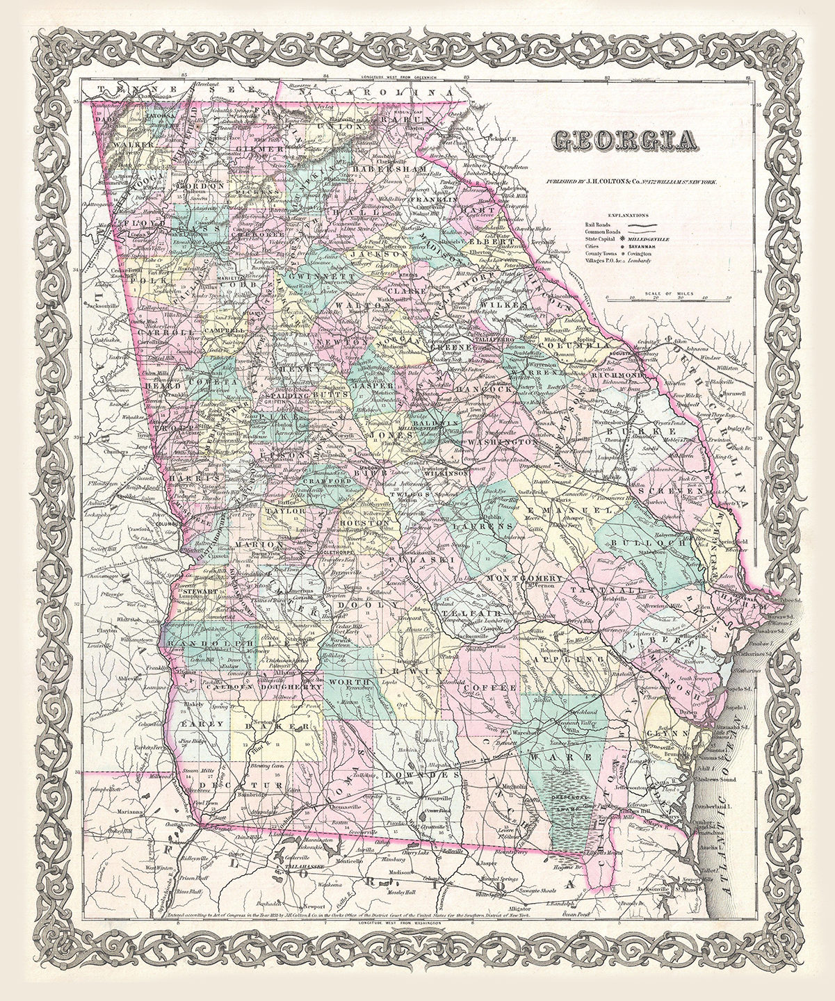 Detailed Old Administrative Map Of State With Roads And Cities