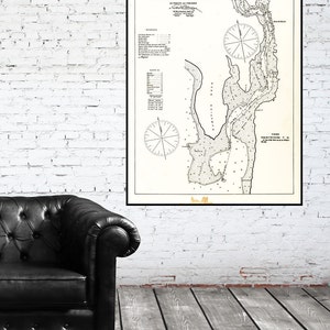 Impresión antigua de un mapa de Warren, Rhode Island, en su elección de papel fotográfico, papel mate o lienzo Giclée