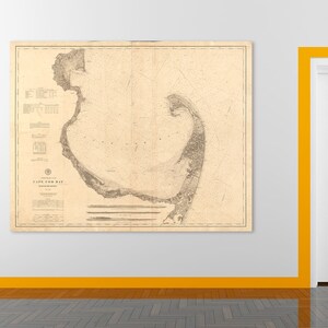 Antike Karte von Cape Cod Bay auf Matte Papier, Fotopapier oder gespannter Leinwand. Kostenloser Versand!